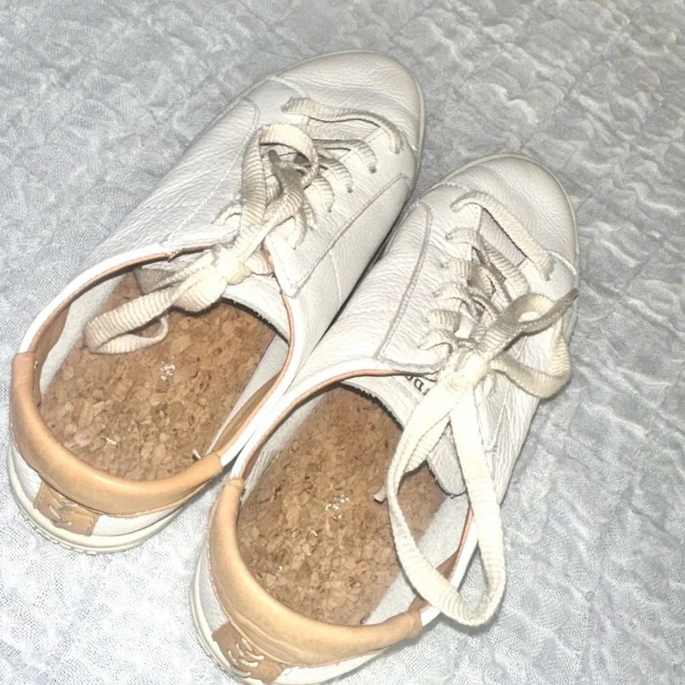Soludos Ibiza Leather Sneakers White Tan Minimalist Lace Up Comfort 7